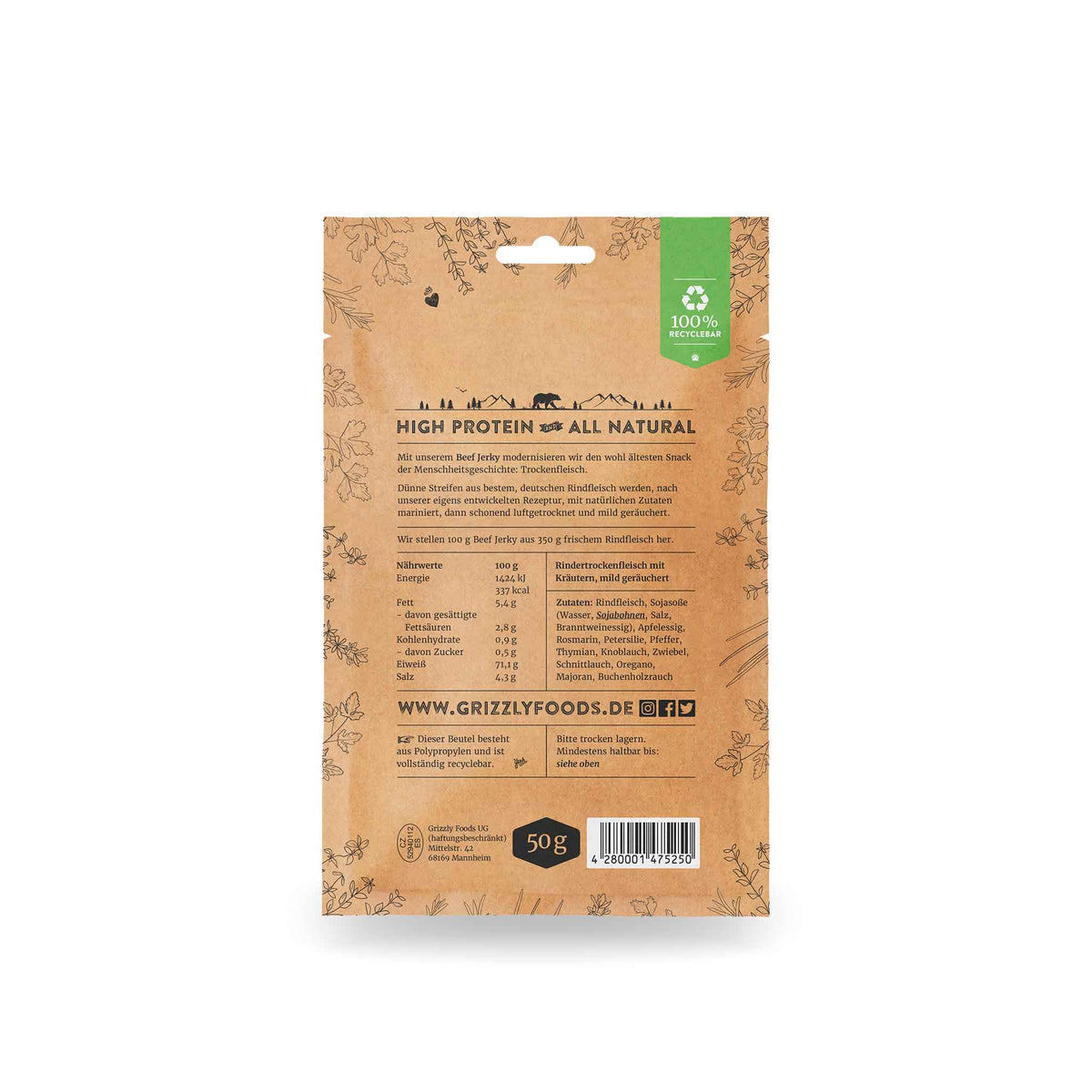 Beef Jerky Garden Greens – 50 g