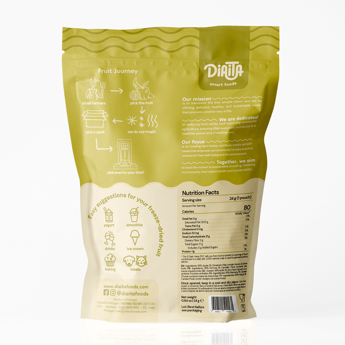 Frystorkade Äppelbitar med Kanel | 100% Naturligt 24g
