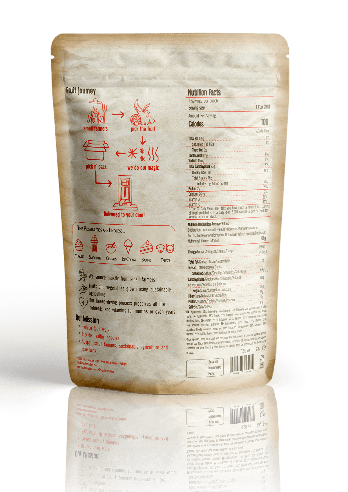 Frystorkad Bärmix "Röd, Vit & Blå" (28g)