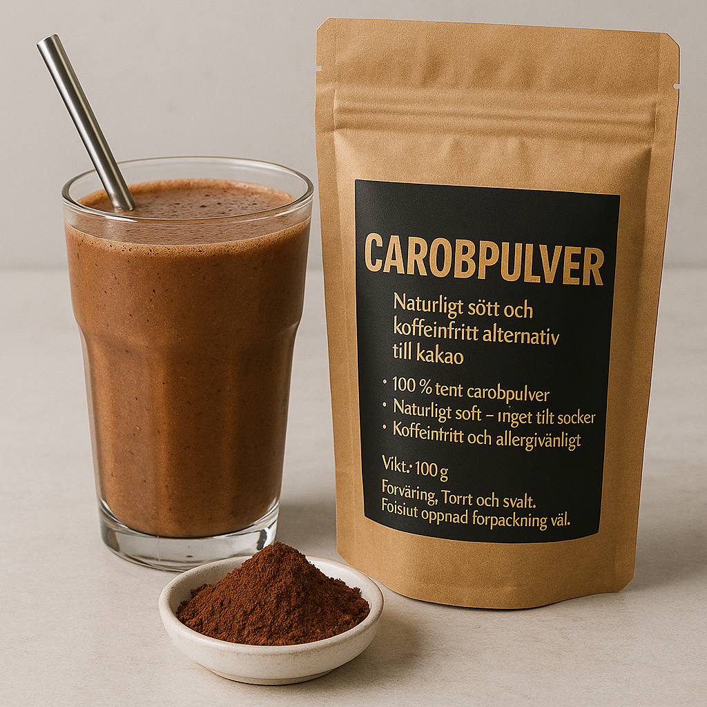 Carobpulver - naturligt sött och koffeinfritt alternativ till kakao