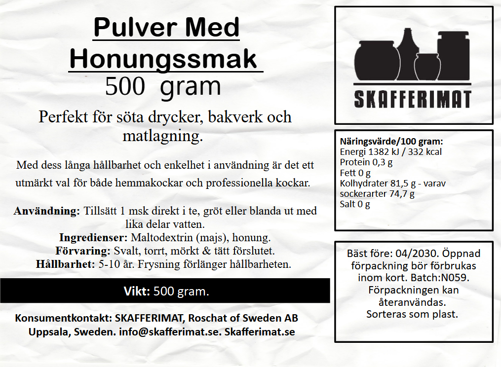 Pulver Med Honungssmak 500 g