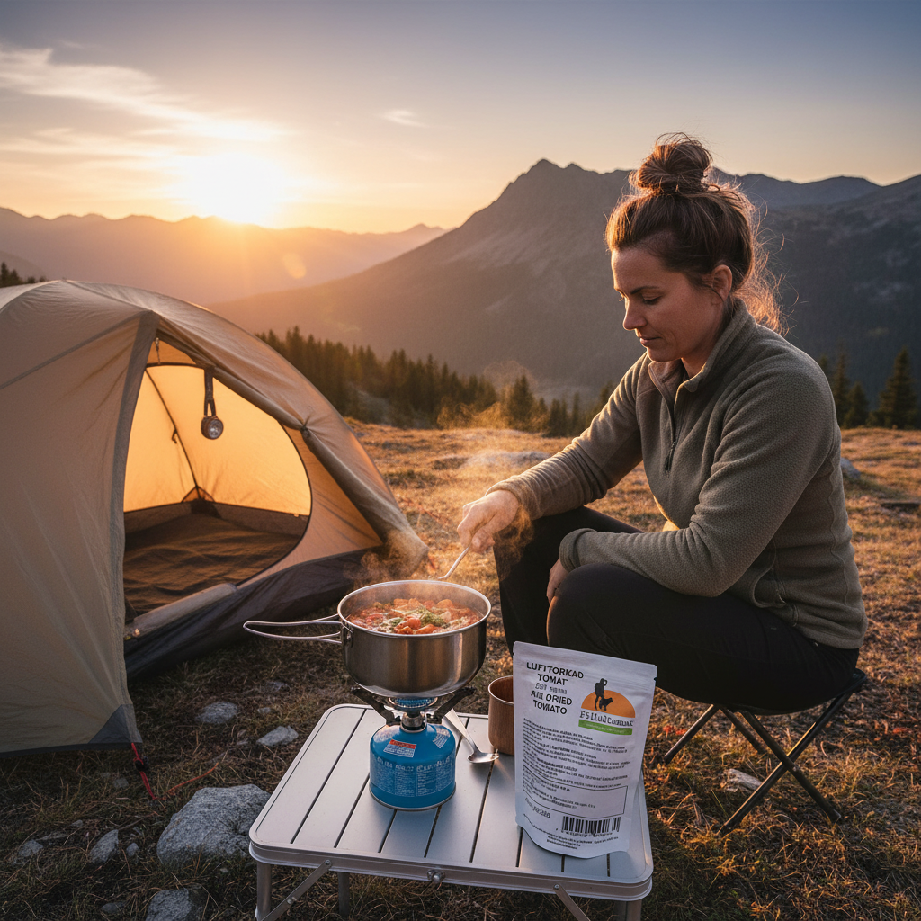 Camping med lufttorkad tomat