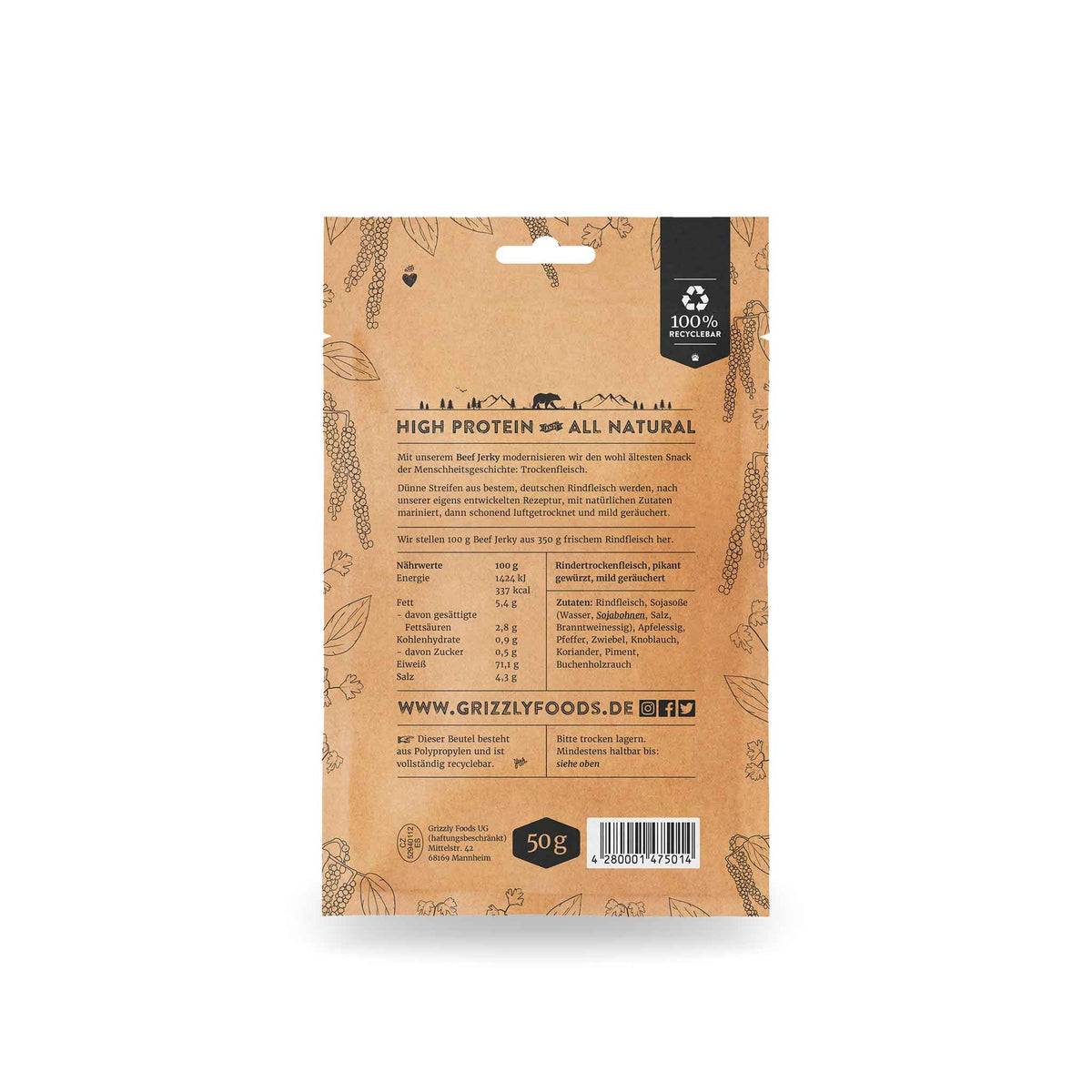 Beef Jerky Cracked Pepper – 50 g